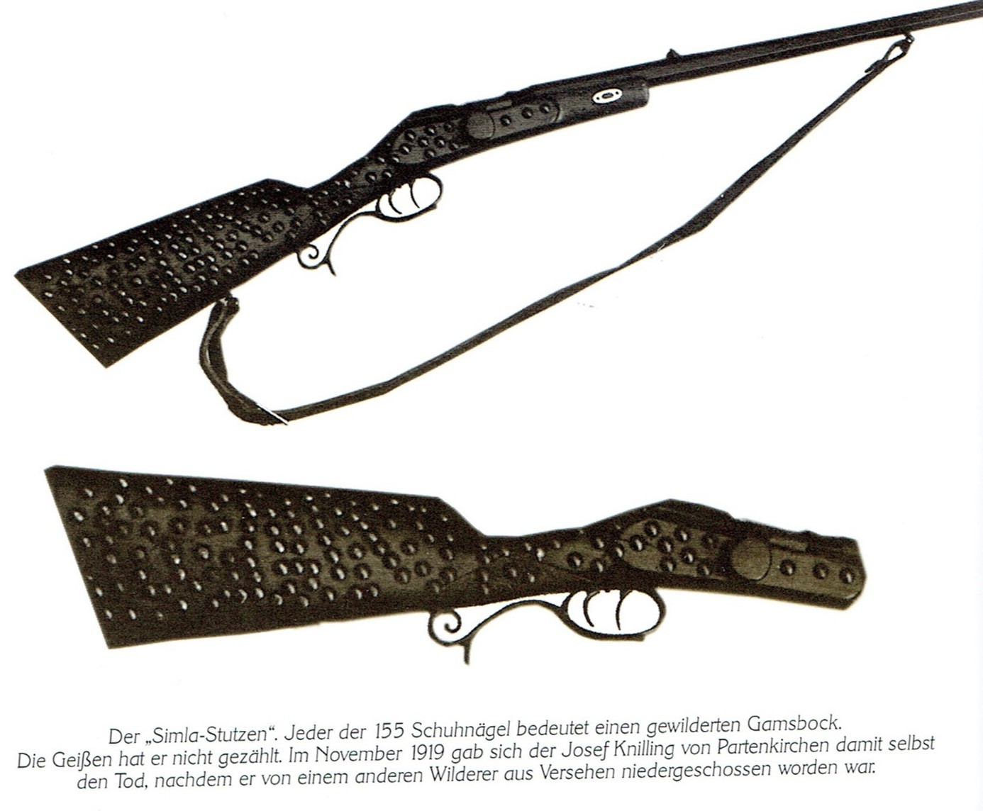 Gewehr des historischen Wilderer "Simla Stutzen" 1919