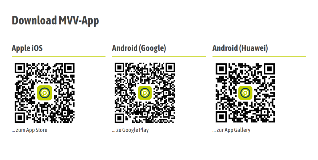 MVV App QR Codes zum Download