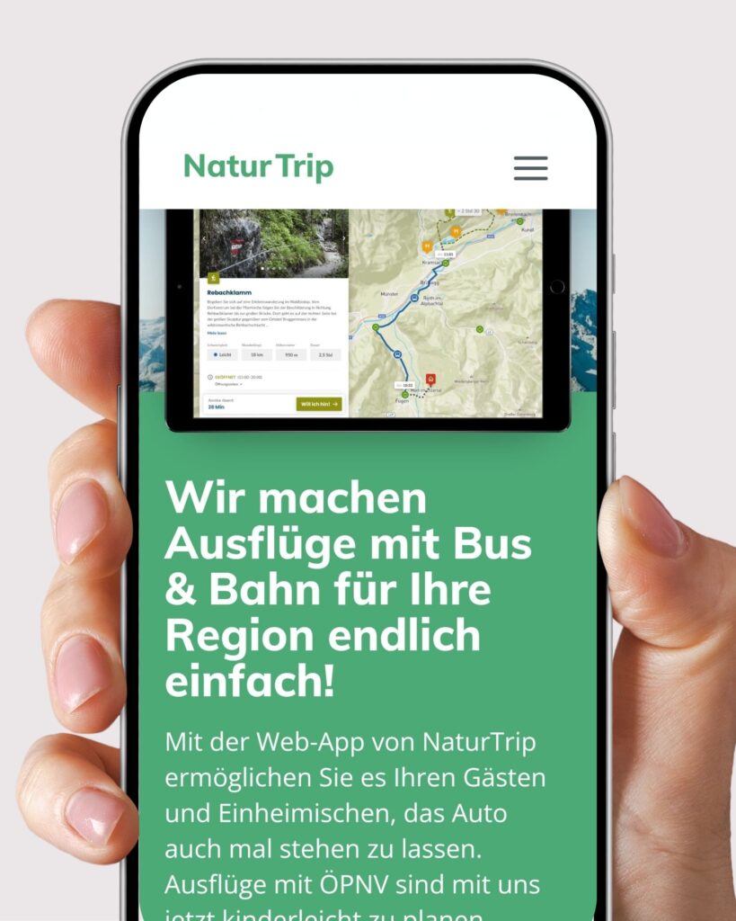 Naturtrip App Bild mit Handy in der Hand